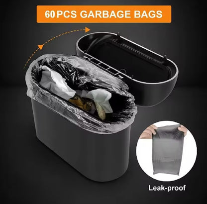 Leak-proof Mini Car Clip-On Trash Can with Lid + 300 Extra Bags