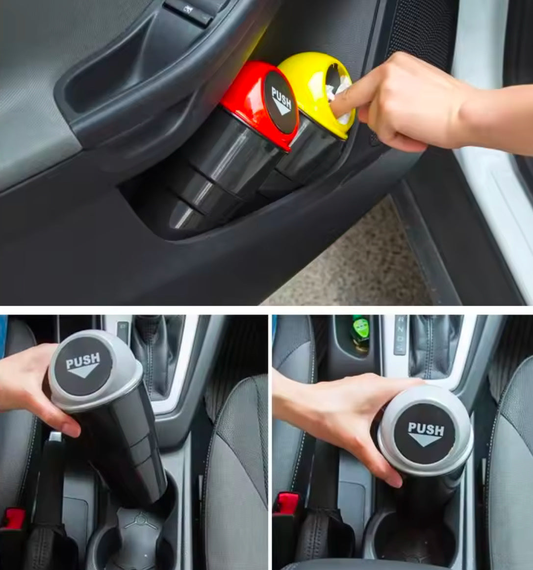 Leak-proof Mini Car Cupholder Trash Can with Lid