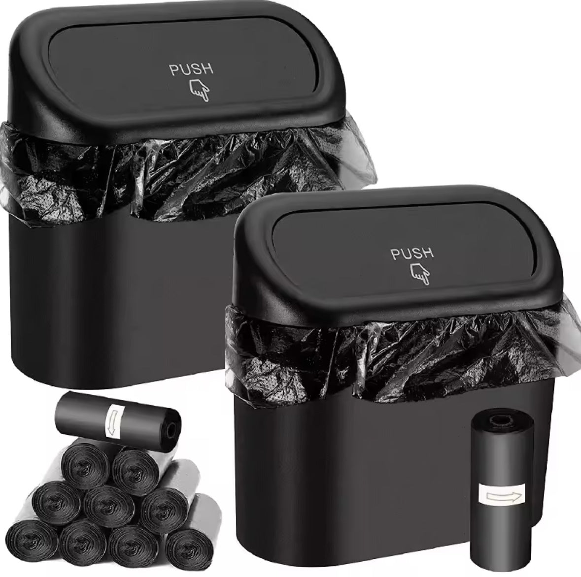 Leak-proof Mini Car Clip-On Trash Can with Lid + 300 Extra Bags