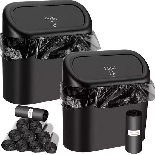 Leak-proof Mini Car Clip-On Trash Can with Lid + 300 Extra Bags