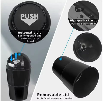 Leak-proof Mini Car Cupholder Trash Can with Lid